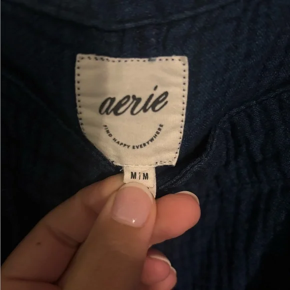 Aerie Dark Blue Overalls Swim Coverup - Picture 2 of 3